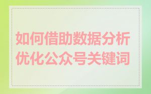 如何借助数据分析优化公众号关键词