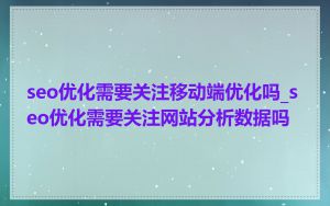 seo优化需要关注移动端优化吗_seo优化需要关注网站分析数据吗