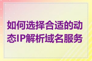如何选择合适的动态IP解析域名服务商
