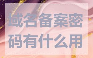 域名备案密码有什么用