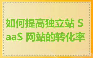 如何提高独立站 SaaS 网站的转化率