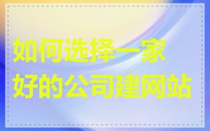 如何选择一家好的公司建网站