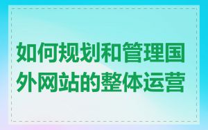 如何规划和管理国外网站的整体运营