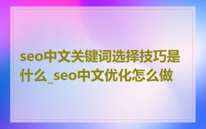 seo中文关键词选择技巧是什么_seo中文优化怎么做