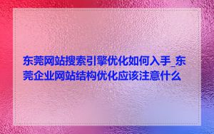 东莞网站搜索引擎优化如何入手_东莞企业网站结构优化应该注意什么