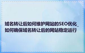 域名转让后如何维护网站的SEO优化_如何确保域名转让后的网站稳定运行