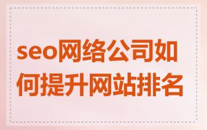seo网络公司如何提升网站排名
