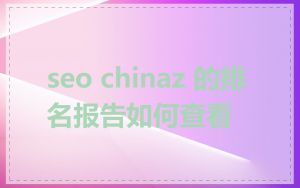 seo chinaz 的排名报告如何查看