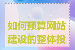 如何预算网站建设的整体投入