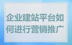 企业建站平台如何进行营销推广