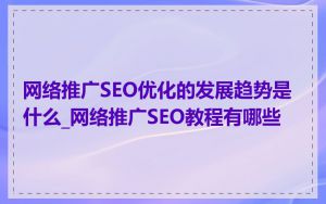 网络推广SEO优化的发展趋势是什么_网络推广SEO教程有哪些