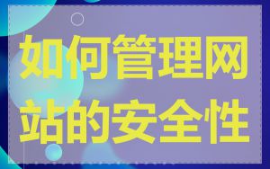如何管理网站的安全性