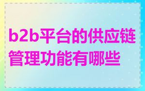 b2b平台的供应链管理功能有哪些