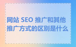 网站 SEO 推广和其他推广方式的区别是什么