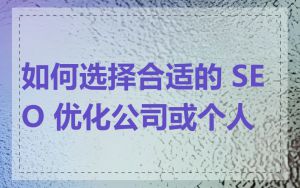如何选择合适的 SEO 优化公司或个人