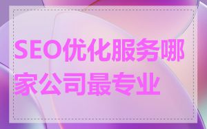 SEO优化服务哪家公司最专业