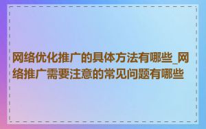 网络优化推广的具体方法有哪些_网络推广需要注意的常见问题有哪些