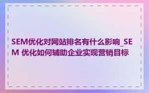 SEM优化对网站排名有什么影响_SEM 优化如何辅助企业实现营销目标