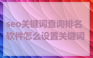 seo关键词查询排名软件怎么设置关键词