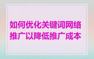 如何优化关键词网络推广以降低推广成本