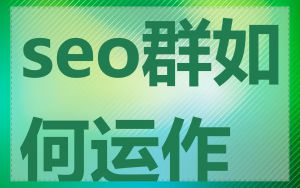 seo群如何运作