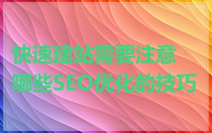 快速建站需要注意哪些SEO优化的技巧