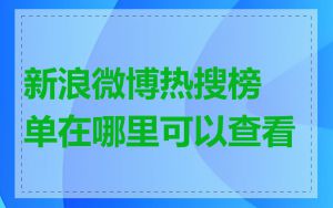 新浪微博热搜榜单在哪里可以查看