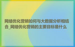 网络优化营销如何与大数据分析相结合_网络优化营销的主要目标是什么