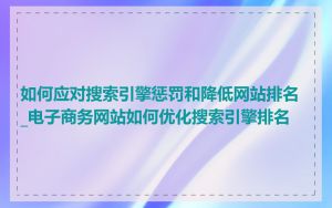如何应对搜索引擎惩罚和降低网站排名_电子商务网站如何优化搜索引擎排名