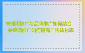 关键词推广与品牌推广如何结合_关键词推广如何提高广告转化率