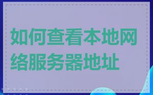 如何查看本地网络服务器地址