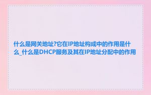 什么是网关地址?它在IP地址构成中的作用是什么_什么是DHCP服务及其在IP地址分配中的作用