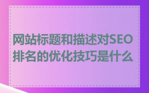 网站标题和描述对SEO排名的优化技巧是什么