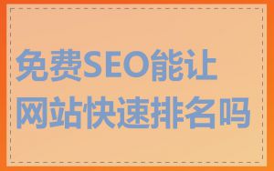 免费SEO能让网站快速排名吗