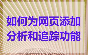 如何为网页添加分析和追踪功能