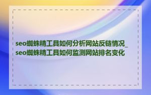 seo蜘蛛精工具如何分析网站反链情况_seo蜘蛛精工具如何监测网站排名变化
