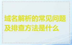 域名解析的常见问题及排查方法是什么