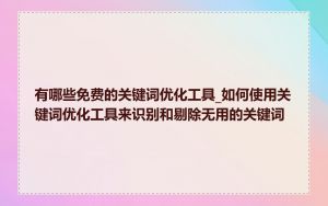 有哪些免费的关键词优化工具_如何使用关键词优化工具来识别和剔除无用的关键词
