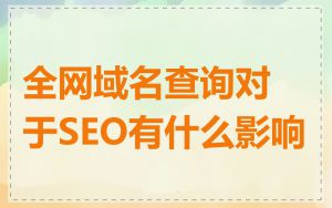全网域名查询对于SEO有什么影响