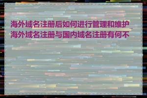 海外域名注册后如何进行管理和维护_海外域名注册与国内域名注册有何不同