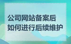 公司网站备案后如何进行后续维护