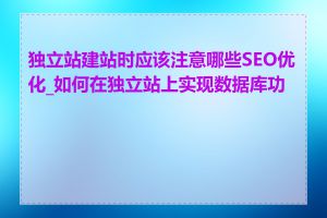 独立站建站时应该注意哪些SEO优化_如何在独立站上实现数据库功能