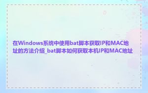 在Windows系统中使用bat脚本获取IP和MAC地址的方法介绍_bat脚本如何获取本机IP和MAC地址