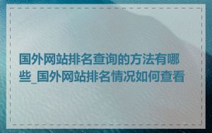 国外网站排名查询的方法有哪些_国外网站排名情况如何查看