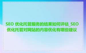 SEO 优化托管服务的结果如何评估_SEO 优化托管对网站的内容优化有哪些建议