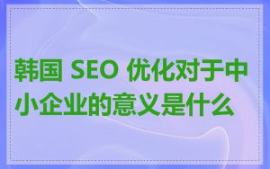 韩国 SEO 优化对于中小企业的意义是什么