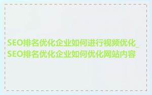 SEO排名优化企业如何进行视频优化_SEO排名优化企业如何优化网站内容