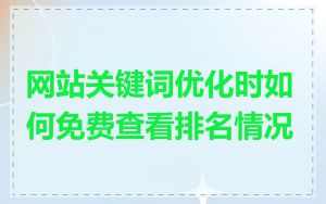 网站关键词优化时如何免费查看排名情况