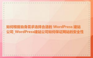 如何根据自身需求选择合适的 WordPress 建站公司_WordPress建站公司如何保证网站的安全性