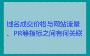 域名成交价格与网站流量、PR等指标之间有何关联